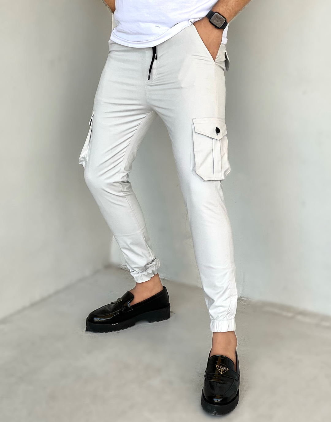 OFF-WHITE CARGO STYLYEE AND STRETCHABLE TROUSER - FITTEEZ