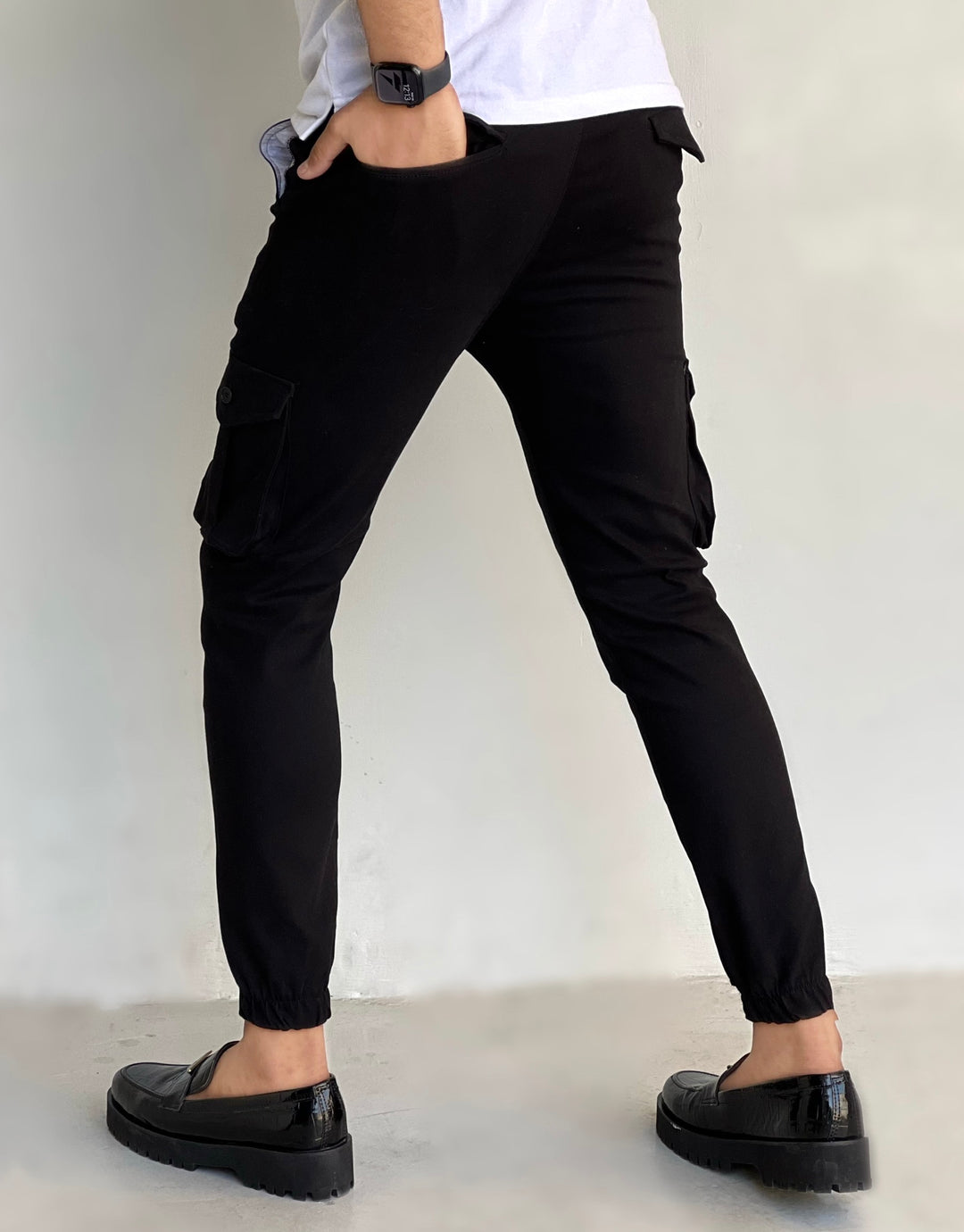 BLACK CARGO STYLYEE AND STRETCHABLE TROUSER - FITTEEZ