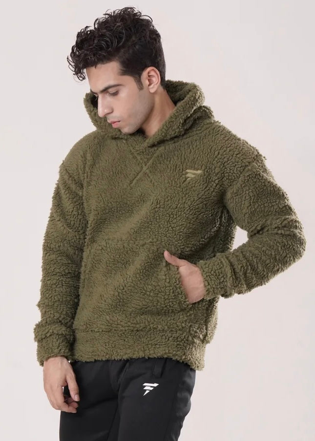 THE OLIVE SHERPA-LINED HOODIE-FT