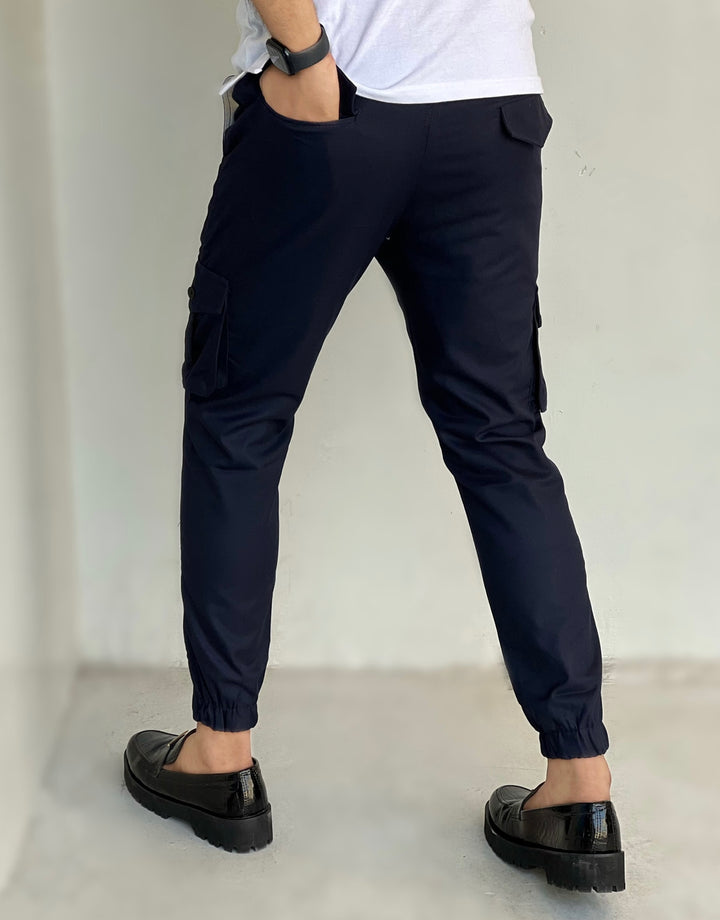 NAVY BLUE CARGO STYLYEE AND STRETCHABLE TROUSER - FITTEEZ