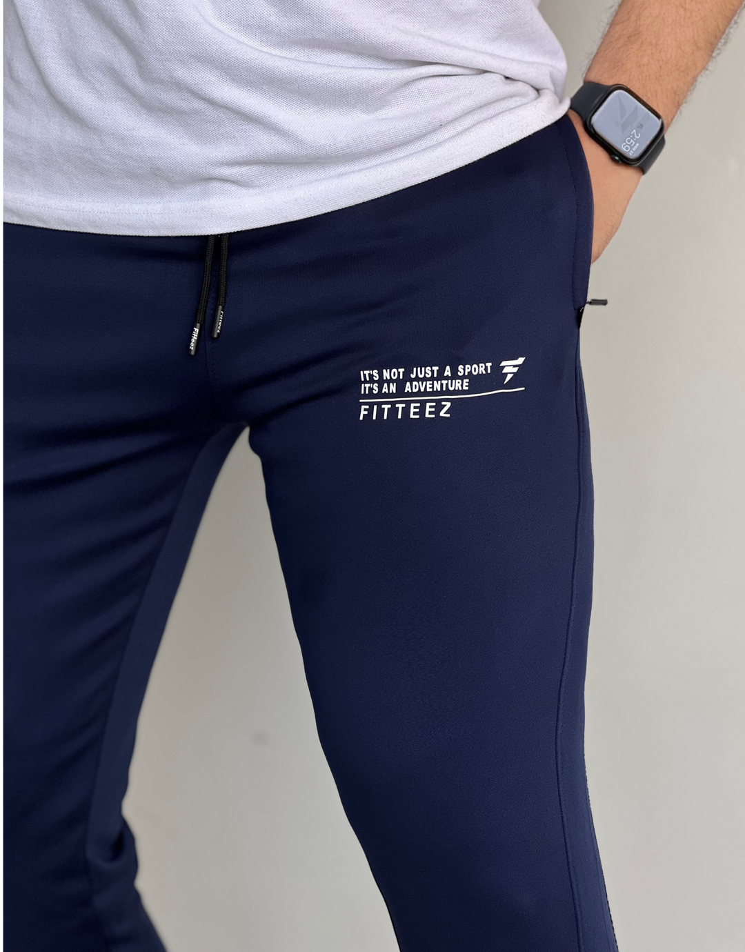 SLIM-FIT NAVY BLUE ULTRA STRETCHABLE IN DRYFIT-FT - FITTEEZ