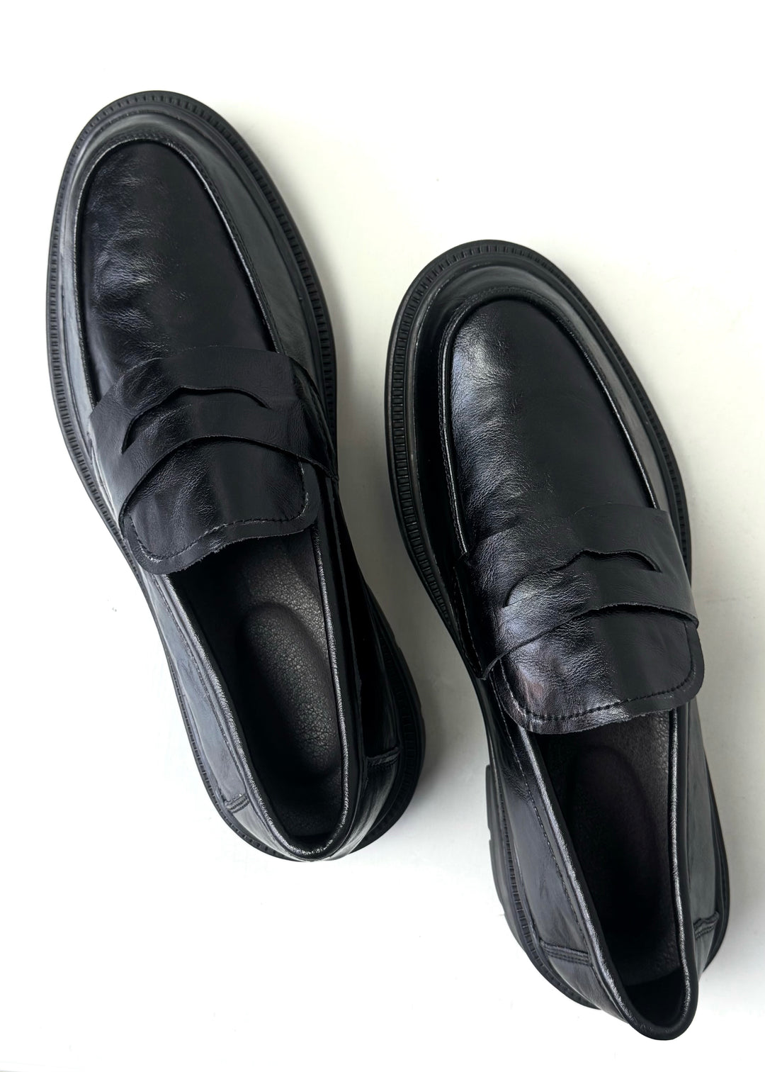 005 IMPORTED LEATHER SHOES WITH RUBBER SOLE-BLACK