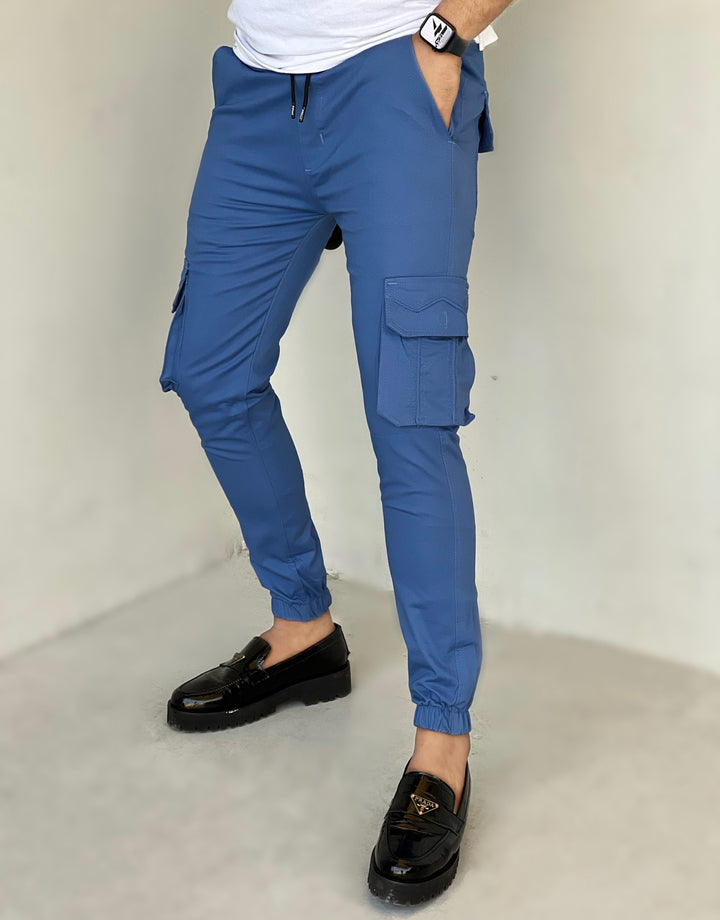 BLUE CARGO STYLYEE POCKET AND STRETCHABLE TROUSER - FITTEEZ