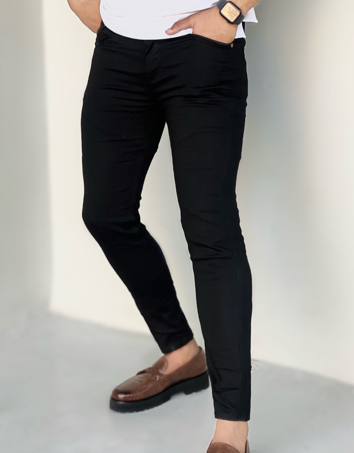 STRETCHABLE SLIM FIT JEANS (JET BLACK) 01 - FITTEEZ