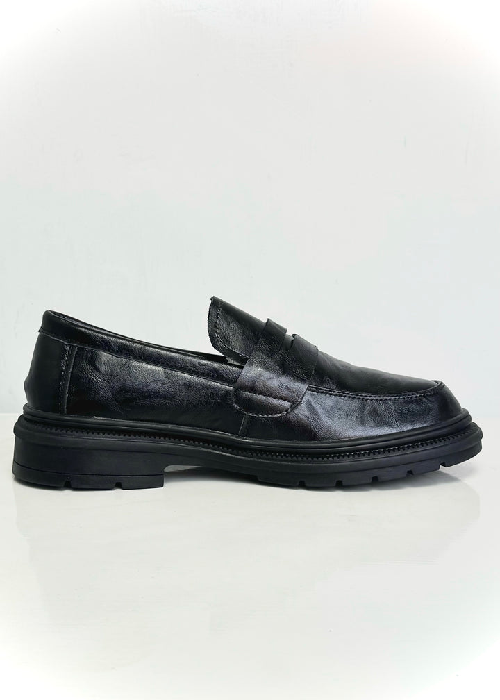 005 IMPORTED LEATHER SHOES WITH RUBBER SOLE-BLACK