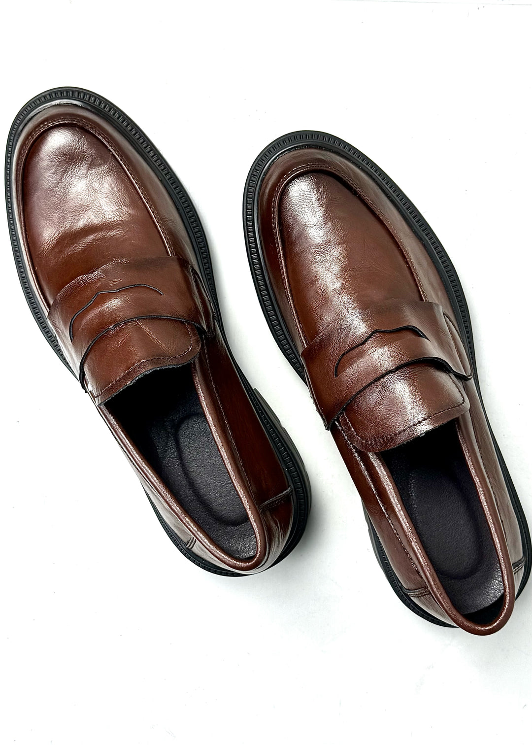 005 IMPORTED LEATHER SHOES WITH RUBBER SOLE-BROWN