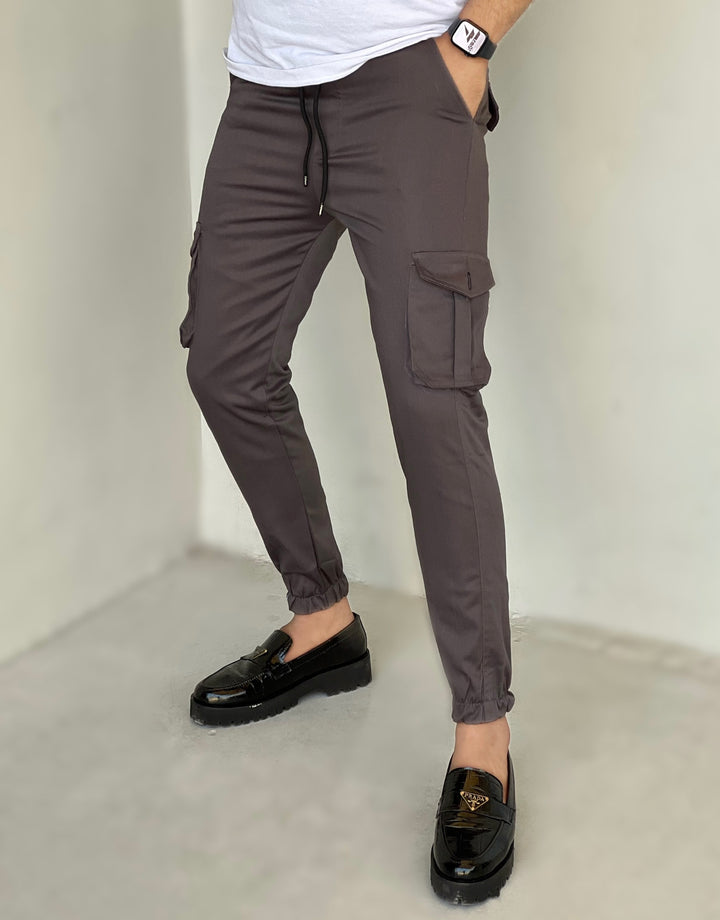 GREY CARGO STYLYEE AND STRETCHABLE TROUSER - FITTEEZ