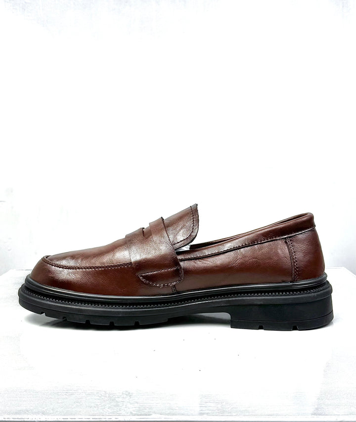 005 IMPORTED LEATHER SHOES WITH RUBBER SOLE-BROWN