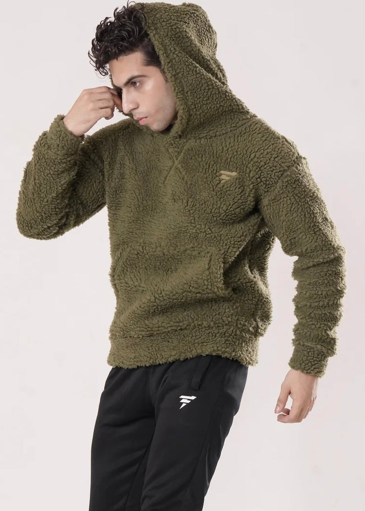 THE OLIVE SHERPA-LINED HOODIE-FT