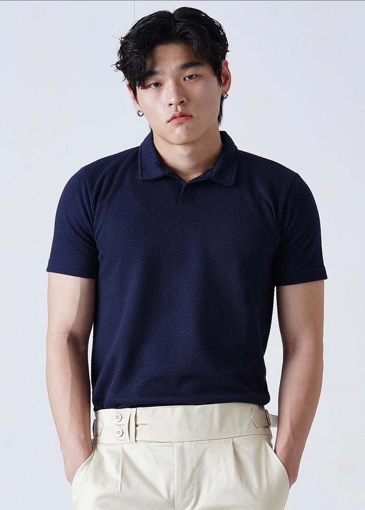 THE KNITTED POLO-NAVY