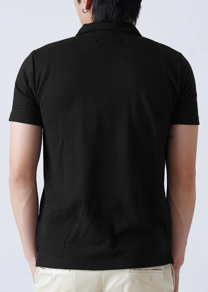 THE KNITTED POLO-BLACK