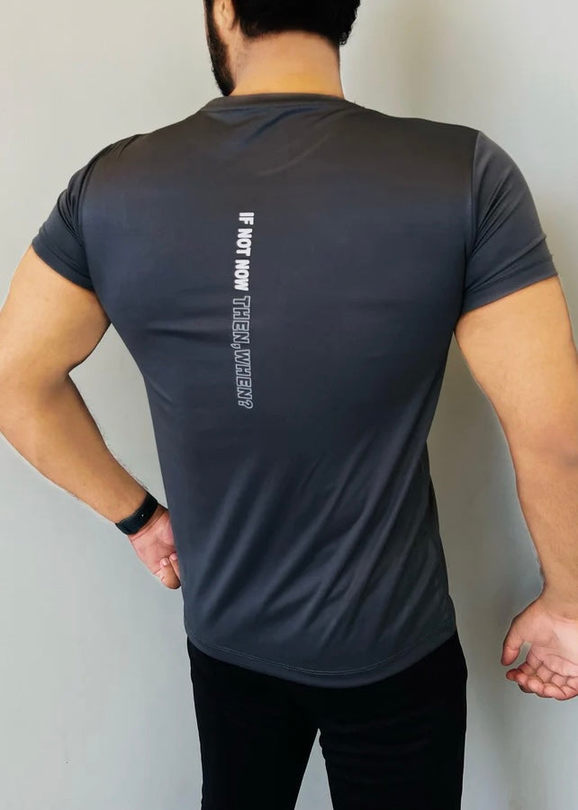 THE HALF-SLEEVES LYCRA SHIRT-GRAY