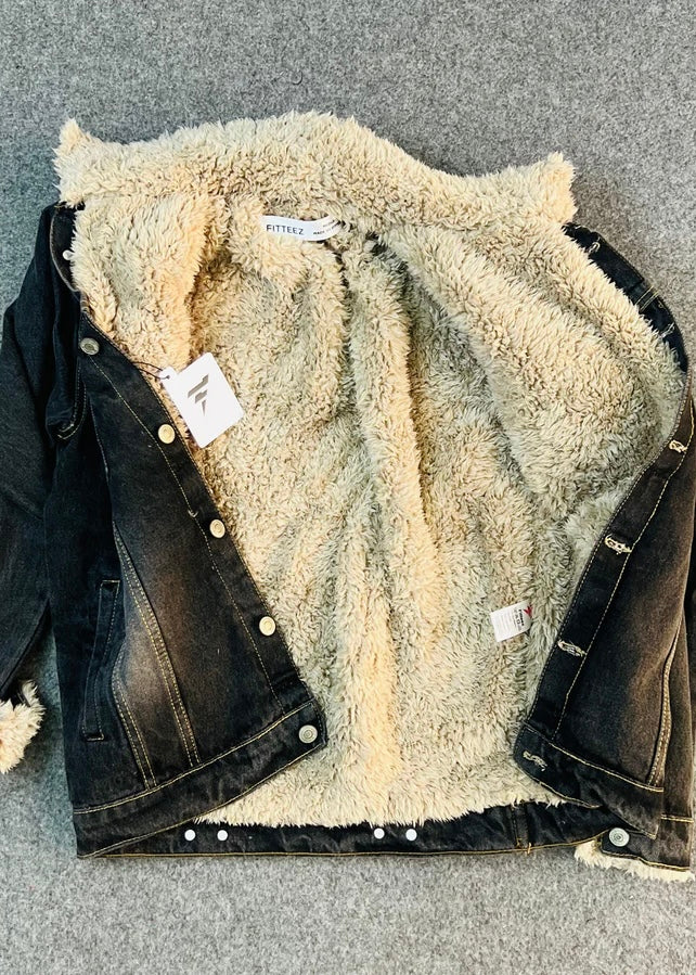 BROWN FUR DENIM JACKET-FT