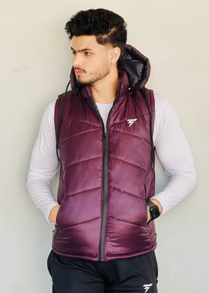 ELEGANT SLEEVELESS PARACHUTE JACKET - DARK MAROON