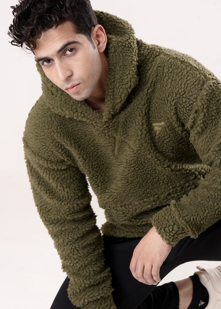 THE OLIVE SHERPA-LINED HOODIE-FT