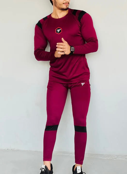 DARK MAROON MODERN TOUCHES TRACKSUIT