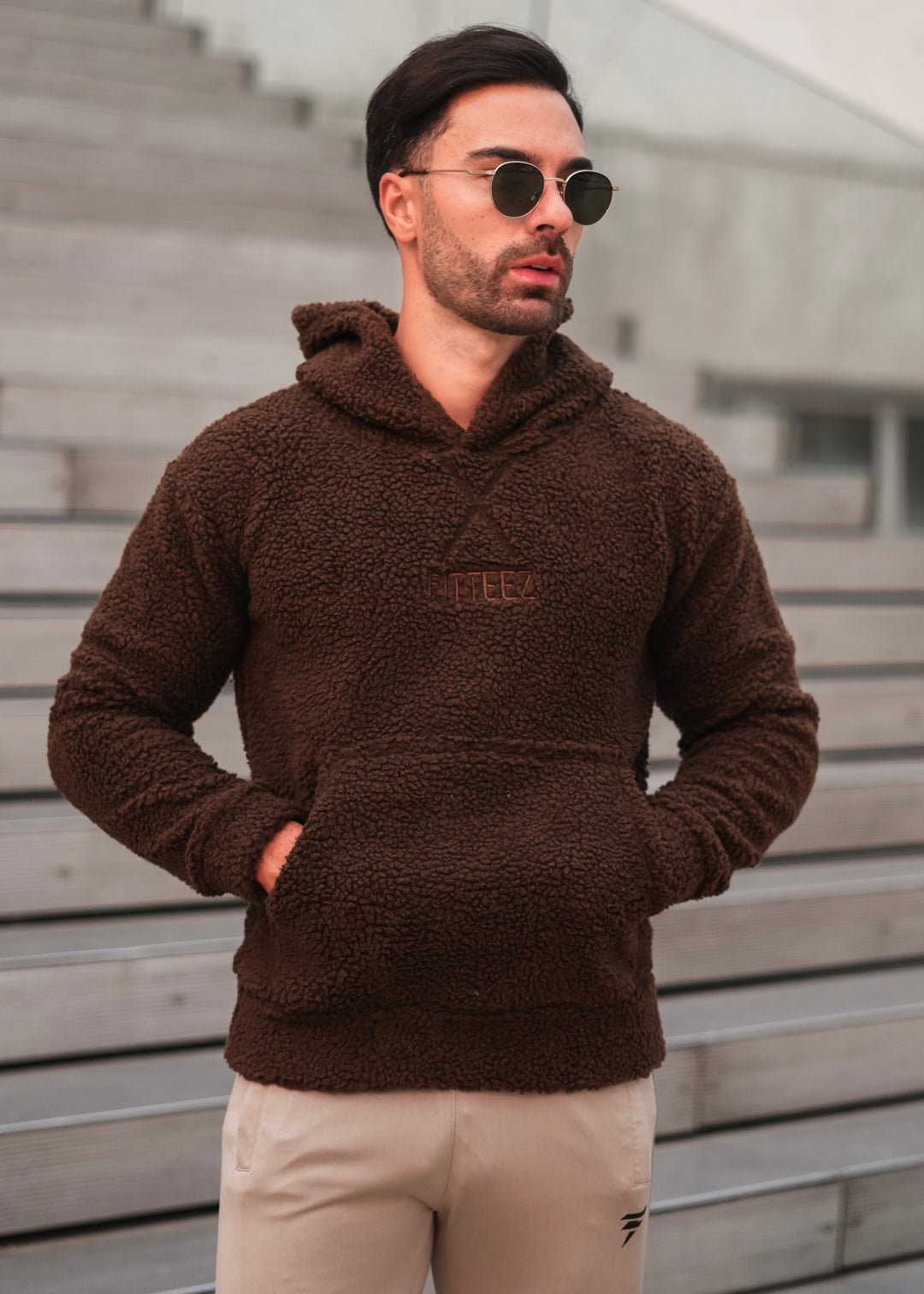 BROWN SHERPA-LINED TRACKSUIT-FT