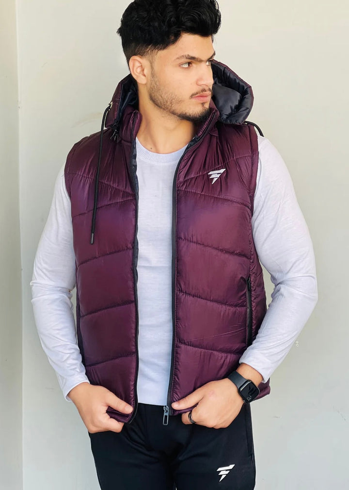 ELEGANT SLEEVELESS PARACHUTE JACKET - DARK MAROON