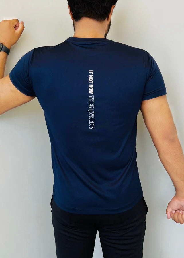 THE HALF-SLEEVES LYCRA SHIRT-NAVY BLUE