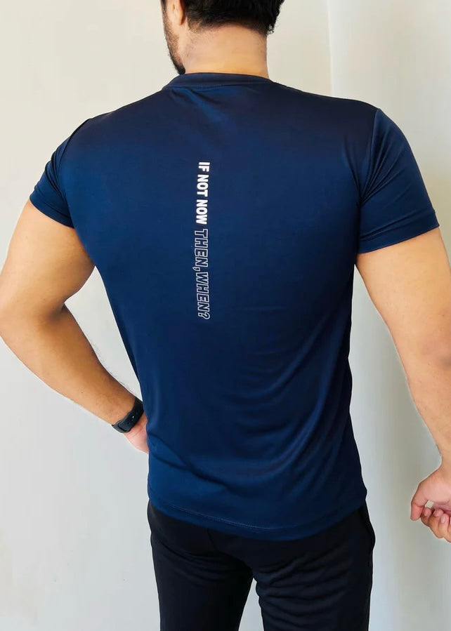 THE HALF-SLEEVES LYCRA SHIRT-NAVY BLUE