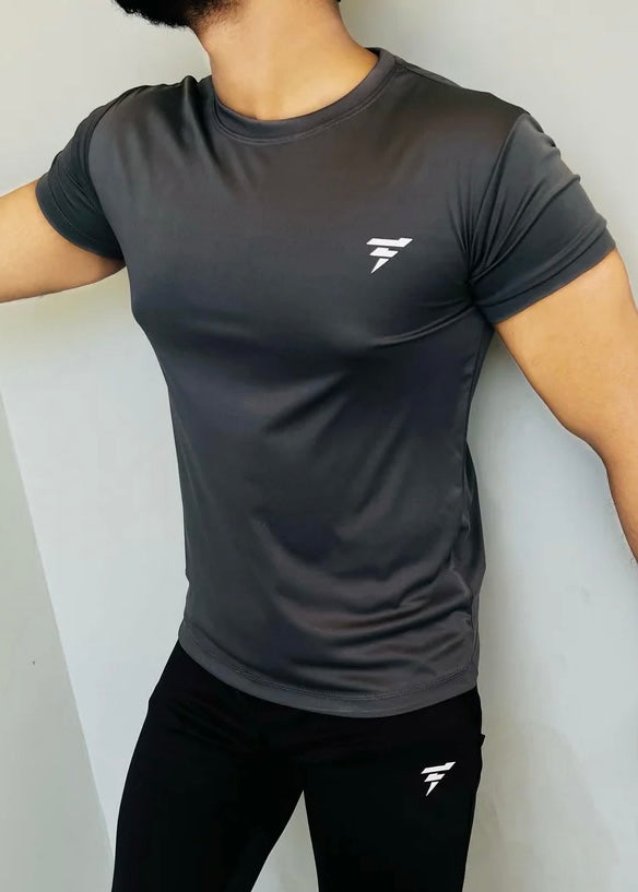 THE HALF-SLEEVES LYCRA SHIRT-GRAY