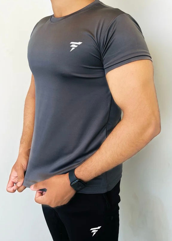 THE HALF-SLEEVES LYCRA SHIRT-GRAY