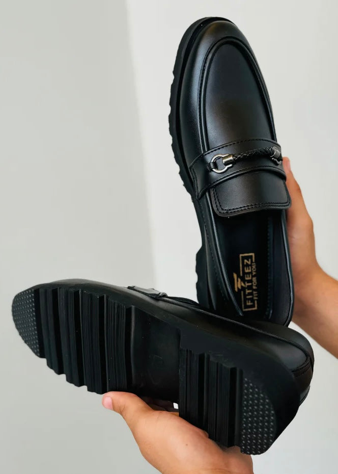 0031 BLACK COMFORT SHOES WITH CUSHIONING-FT