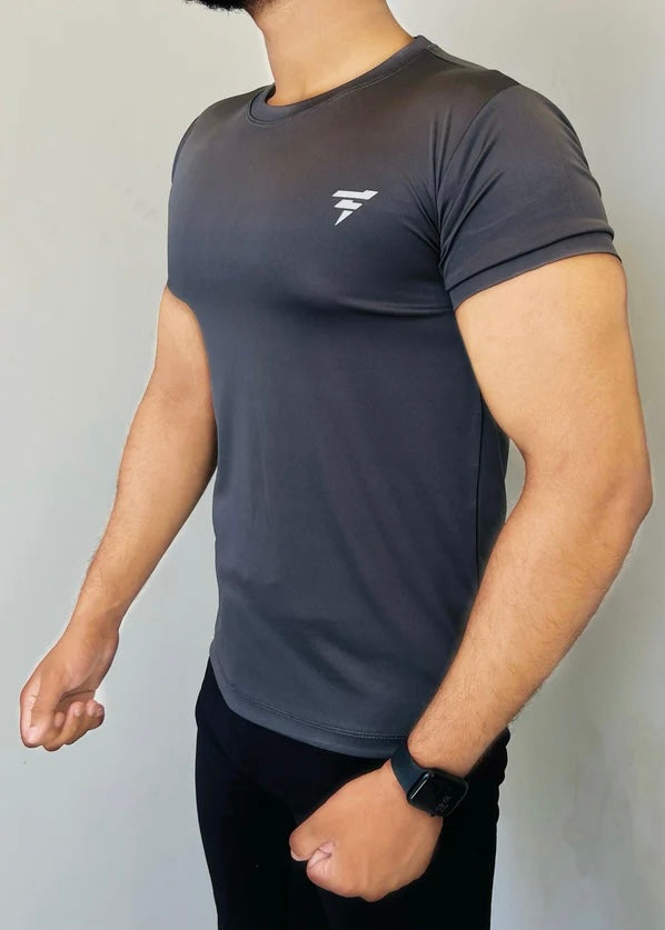 THE HALF-SLEEVES LYCRA SHIRT-GRAY