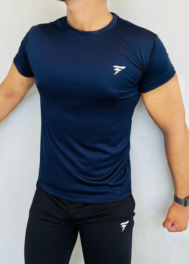 THE HALF-SLEEVES LYCRA SHIRT-NAVY BLUE