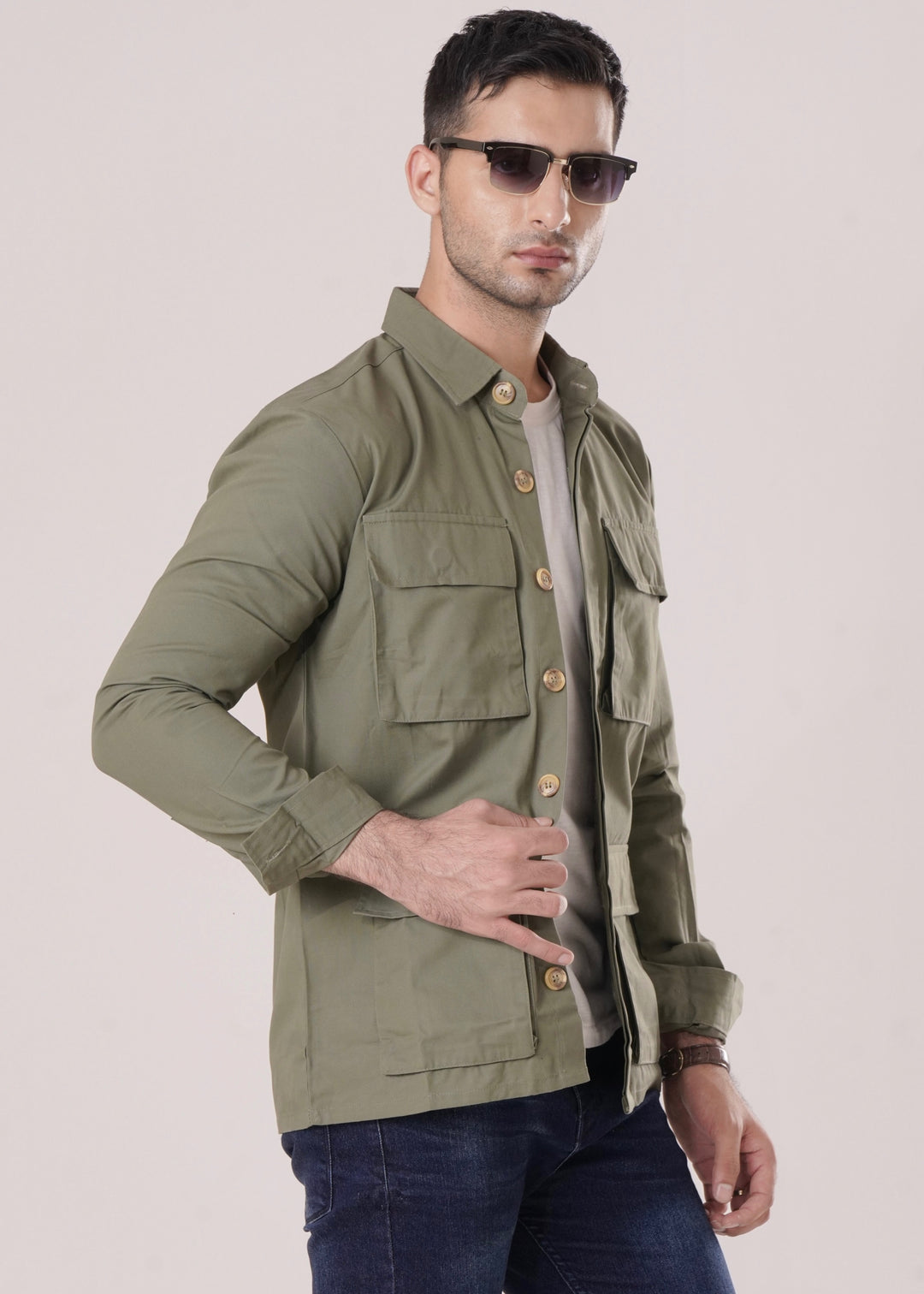 SOFT AND STYLISH: VERSATILITY OF COTTON SHACKET-OLIVE GREEN