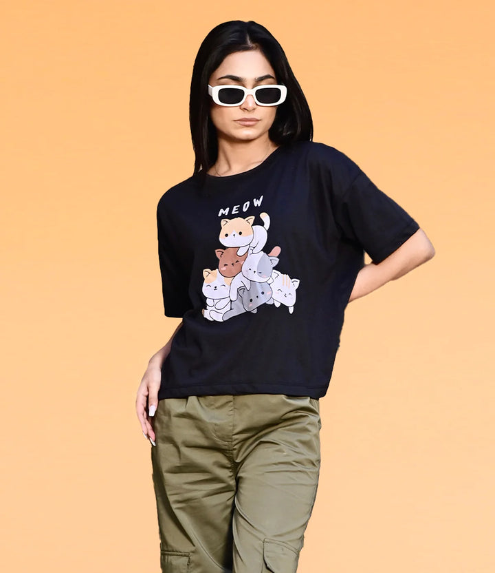 GET COMFY IN STYLE WITH OUR TRENDY BAGGY BLACK T-SHIRTS FOR WOMEN - FITTEEZ