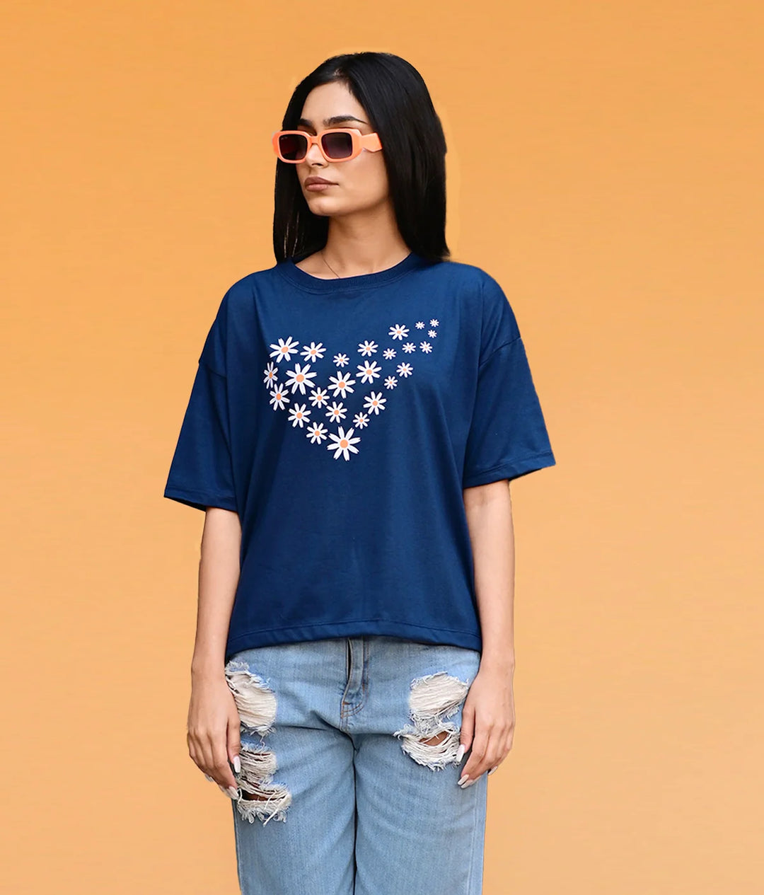 GET COMFY IN STYLE WITH OUR TRENDY BAGGY NV BLUE T SHIRTS FOR WOMEN FITTEEZ FASHIONS