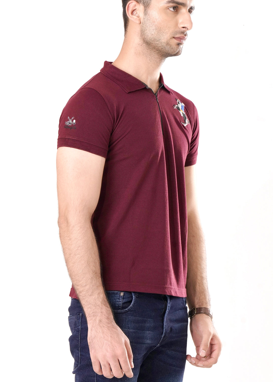 THE ZIPPER-KNIT POLO-MAROON