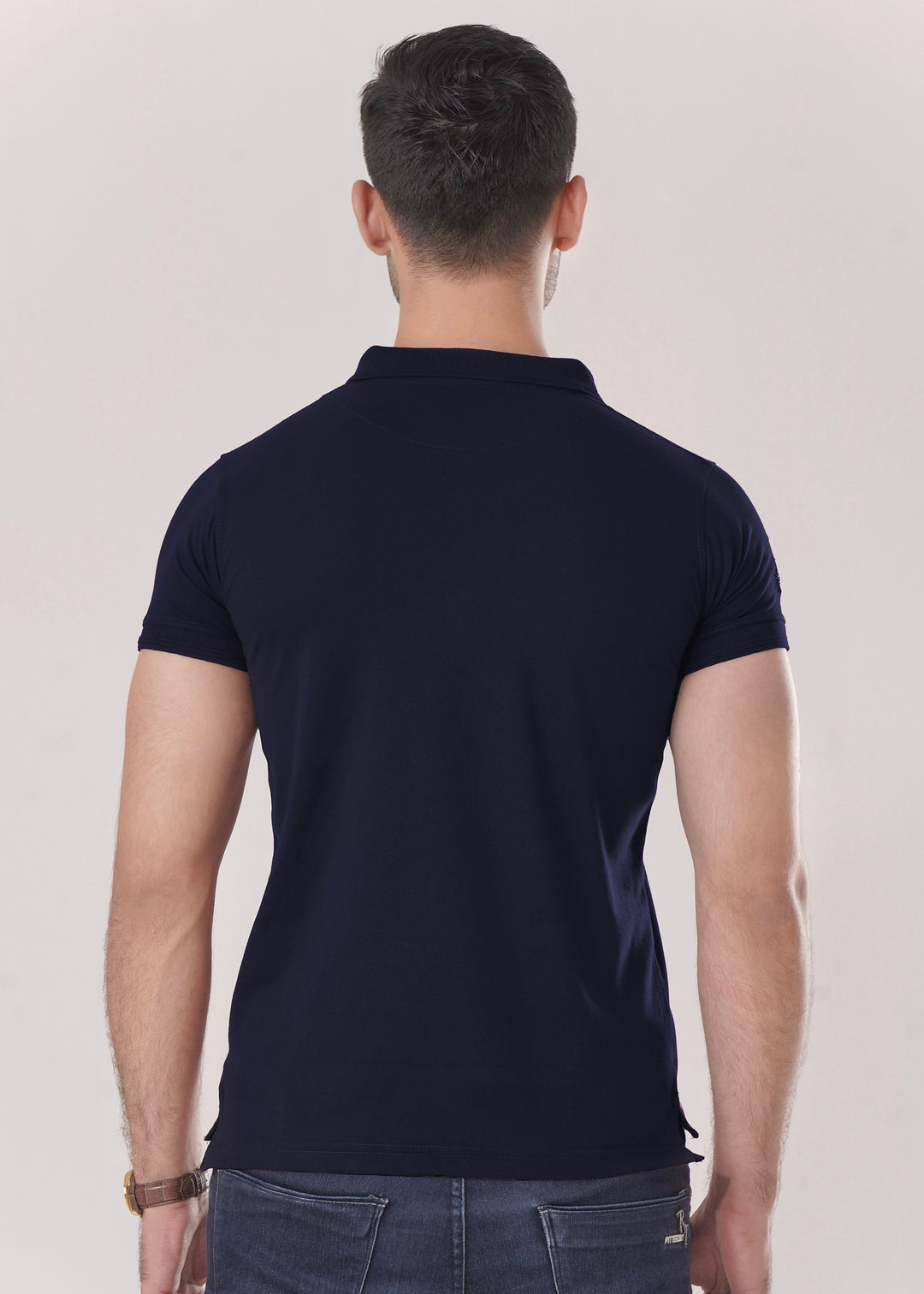 THE ZIPPER-KNIT POLO-NAVY BLUE