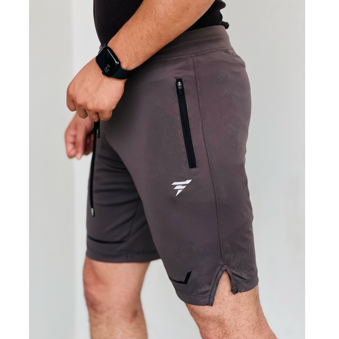 GRY MICRO INTERLOCK WITH LACKRA TRAINING SHORTS - FITTEEZ