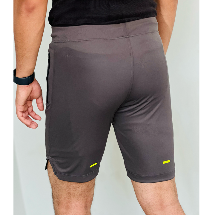 GRY MICRO INTERLOCK WITH LACKRA TRAINING SHORTS - FITTEEZ