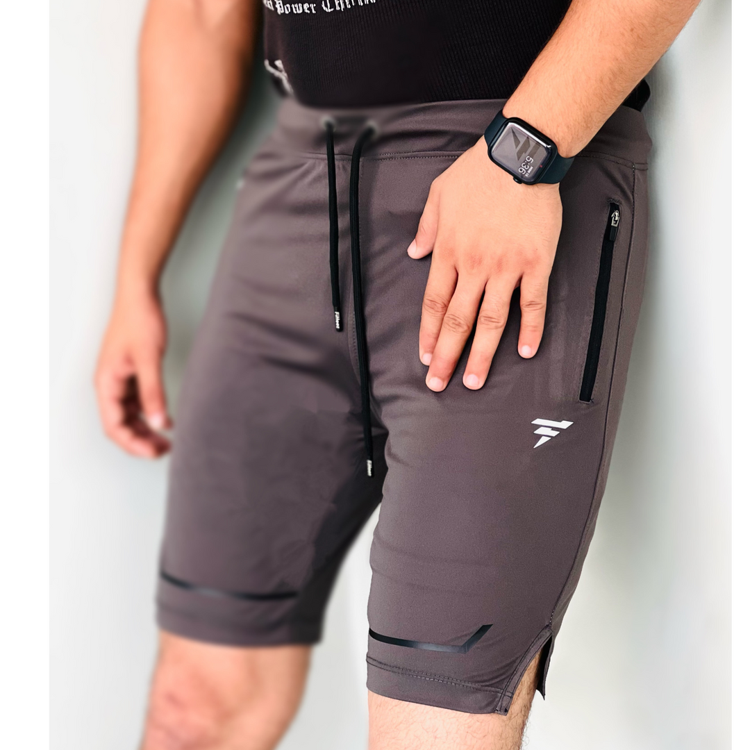 GRY MICRO INTERLOCK WITH LACKRA TRAINING SHORTS - FITTEEZ