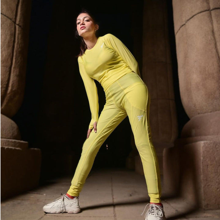 Women's Yellow Trendy Tracksuit - FITTEEZ